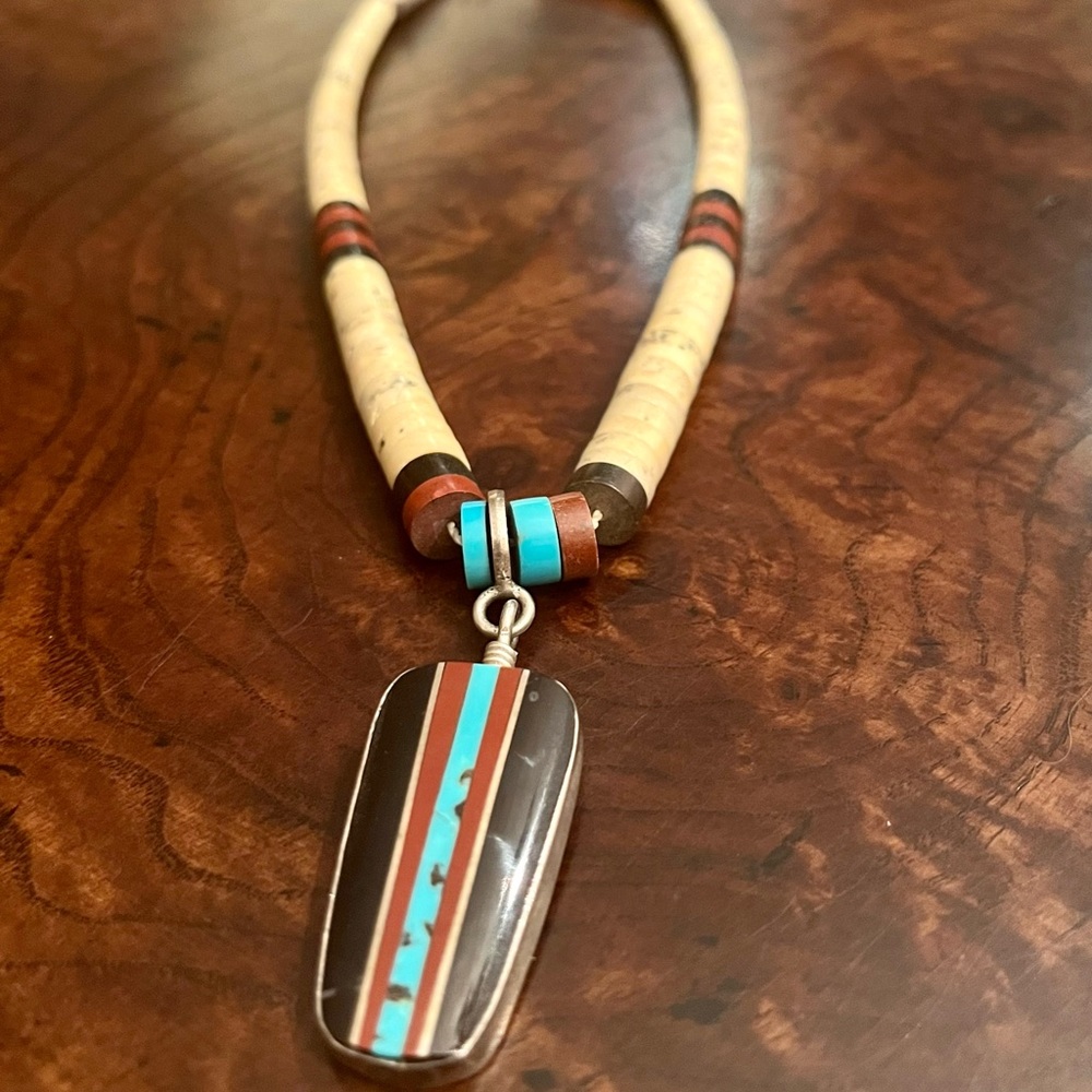 Native American Handmade Inlay Necklace - Picture 2 of 7